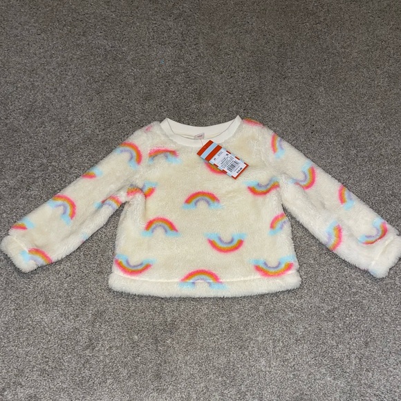🌈 Toddler Girls Cat & Jack Soft Fluffy Rainbow Sweatshirt, 2T - Picture 2 of 3